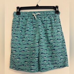 Caribbean Joe Teal Blue Kids Swim Trunks with Tuna Print